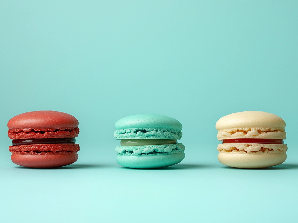 Drei Macarons nebeneinander als Symbol für verschiedene Zielgruppen